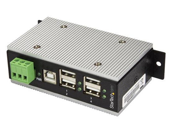 4ポート産業用USB 2.0ハブ ESD保護/350Wサージ保護 ウォールマウント対応 HB20A4AME