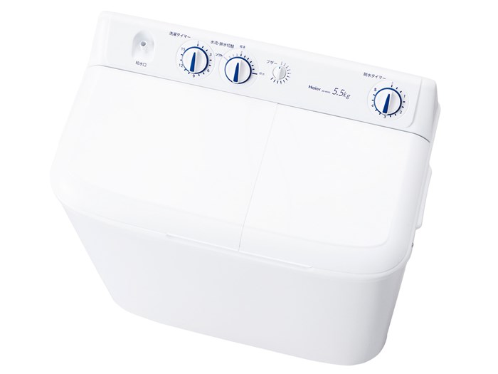 ハイアール【生活家電】5.5kg 二槽式洗濯機 ステンレス脱水槽 すすぎ水位調整 JW-W55G-W★【ホワイト】