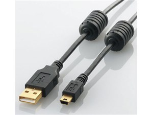 エレコム USB2.0ケーブル/A-miniBタイプ/フェライトコア付/5m/ブラック U2C-M･･･