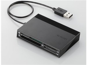 ELECOM MR-C24BK ブラック [USBハブ付きメモリリーダライタ] 商品画像1：XPRICE