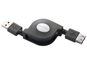 ELECOM USB3-RLEA07BK ブラック [巻き取りUSB3.0延長ケーブル（A-A） 0.7m]