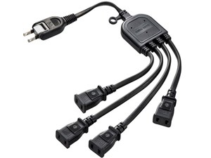 TAP-EX4BKN (ブラック) ACアダプタ専用電源延長コード (4分岐・2P・4個口)　 商品画像1：eONE