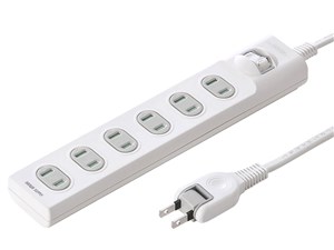 火災予防安全タップ 2P・6個口 ホワイト 10m TAP-TSH610SWN
