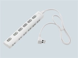 ELPA スイッチ付タップ LEDランプ 横挿し 6個口 1m WLS-LY61EB(W)