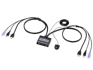 サンワサプライ HDMI対応手元スイッチ付きパソコン自動切替器(2:1) SW-KVM2WH･･･