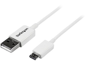 1m ホワイト micro USB2.0ケーブル USB A(オス)-USB micro-B(オス)変換アダプ･･･