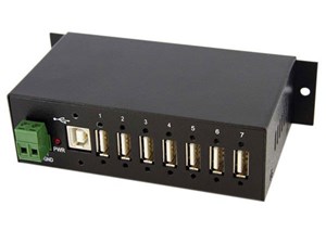 7ポート産業用USB 2.0 ハブ ESD保護/350Wサージ保護 ウォールマウント対応 ST･･･