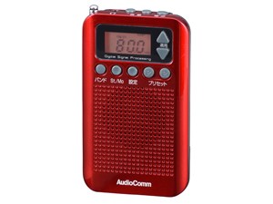 オーム電機 DSP式 ポケットラジオ(レッド) RAD-P350N-R