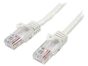 1m カテゴリー5e LANケーブル ホワイト RJ45コネクタ(ツメ折れ防止カバー付き) イーサネット対応Cat5e UTPケーブル 45PAT1MWH 商品画像1：123market