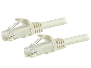 15m カテゴリー6 LANケーブル ホワイト RJ45モールディングコネクタ(ツメ折れ防止カバー付き) ギガビットイーサネット対応Cat6 UTPケーブル N6PATC15MWH 商品画像1：123market