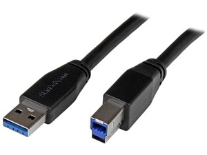 USB 3.0ケーブル/5m/アクティブタイプ/5Gbps/Type-A-Type-B/オス-オス/リピー･･･
