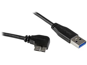 Micro USB 3.0 片側L型スリムケーブル オス/オス L型右向きマイクロUSB 1m US･･･