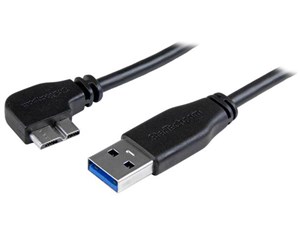 Micro USB 3.0 片側L型スリムケーブル オス/オス L型左向きマイクロUSB 1m US･･･