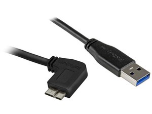 Micro USB 3.0 片側L型スリムケーブル オス/オス L型右向きマイクロUSB 2m US･･･