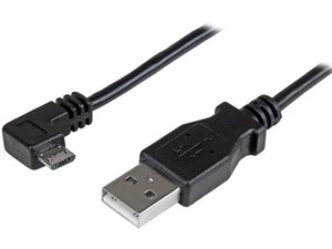 充電&同期用 Micro USB L型右向きケーブル 1m USB A オス - USBマイクロ オス 24/30 AWG USBAUB1MRA 商品画像1：123market