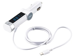 LAT-FMLTB01WH [ホワイト] 車載用 FMトランスミッター Lightning対応 iPhone