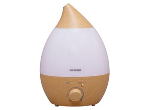 アイリスオーヤマ【IRIS】超音波式加湿器 しずく型 ナチュラルブラウン 木目･･･