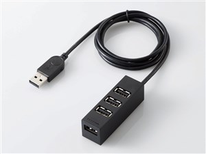 エレコム USBHUB2.0/機能主義/バスパワー/4ポート/100cm/ブラック U2H-TZ427B･･･