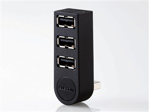 エレコム USBHUB2.0/機能主義/バスパワー/3ポート/直挿し/ブラック U2H-TZ325･･･