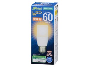 オーム電機 LED電球 T形(60形相当/900lm/電球色/E26/全方向配光255°/密閉形･･･