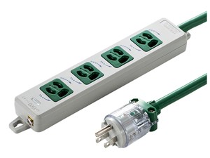 TAP-HPM4-5G (グリーン) 医用接地プラグ付き電源タップ (3P・4個口・5m)