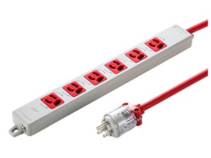 TAP-HPM6-3R (レッド) 医用接地プラグ付き電源タップ (3P・6個口・3m)