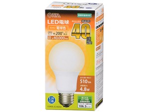 オーム電機 LED電球(40形相当/510lm/電球色/E26/広配光200°/密閉形器具対応)･･･