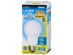 オーム電機 LED電球(40形相当/550lm/昼白色/E26/広配光200°/密閉形器具対応)･･･