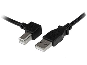 1m USB 2.0 ケーブル タイプA (オス) - タイプB/L型左向き (オス) ブラック U･･･