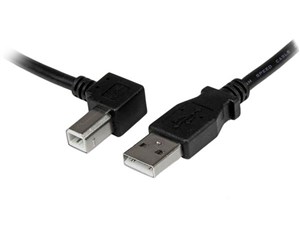 3m USB 2.0 ケーブル タイプA (オス) - タイプB/L型左向き (オス) ブラック U･･･