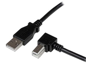 1m USB 2.0 ケーブル タイプA (オス) - タイプB/L型右向き (オス) ブラック USBAB1MR 商品画像1：123market