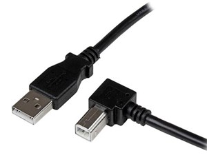 2m USB 2.0 ケーブル タイプA (オス) - タイプB/L型右向き (オス) ブラック USBAB2MR 商品画像1：123market