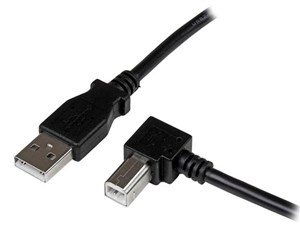 3m USB 2.0 ケーブル タイプA (オス) - タイプB/L型右向き (オス) ブラック U･･･