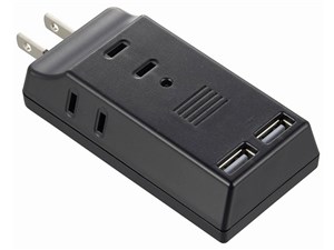 オーム電機 USB充電ポート2口・雷ガード付きタップ 3個口(ブラック) HS-TM3U2･･･