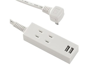 オーム電機 USB充電ポート2口付きタップ 2個口 コード長3m(ホワイト) HS-TU23･･･