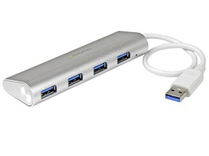 4ポート ポータブル USB3.0ハブ (ケーブル内蔵) 1x USB A (オス) - 4x USB 3.･･･