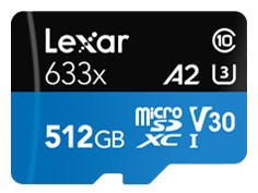 レキサー・メディア microSDXCカード 512GB 633x UHS-I U3 LSDMI512BBJP633A