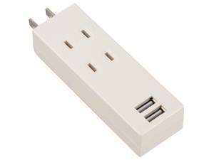 オーム電機 USB充電ポート2口付タップ 2個口(ホワイト) HS-TU2SPC-W