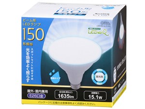 オーム電機 LED電球 ビームランプ形 広角(150形相当/1635lm/昼光色/E26/防雨･･･