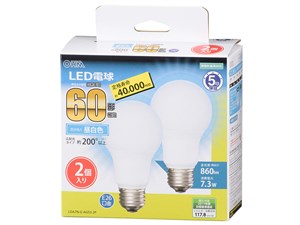 オーム電機 LED電球(60形相当/860lm/昼白色/E26/広配光200°/密閉形器具対応/･･･