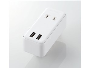 エレコム USB付き電源タップ 直挿し USB×2ポート(合計2.4A) AC×2個口 白 MO･･･