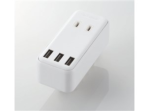 エレコム USB付き電源タップ 直挿し USB×3ポート(合計2.4A) AC×2個口 白 MO･･･