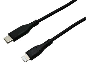 【納期目安：１週間】ミヨシ 高耐久Lightning-USB Type-Cケーブル 2m ブラッ･･･