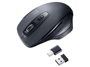 サンワサプライ【USB Type-C／USB A接続】静音 ワイヤレス ブルーLEDマウス ･･･