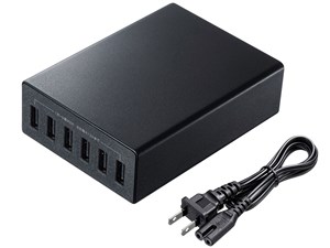 ACA-IP67BK (ブラック) USB充電器 (6ポート・合計12A)