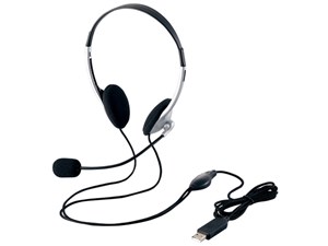 エレコム USBヘッドセットマイクロフォン 両耳オーバーヘッド 1.8m シルバー ･･･