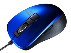 MA-BL156BL 静音有線ブルーLEDマウス 5ボタン ブルー