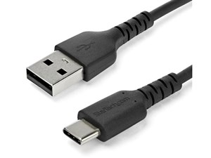 USB-A-USB-C ケーブル/1m/USB 2.0/急速充電・データ転送/アラミド繊維補強/オス・オス/ブラック RUSB2AC1MB 商品画像1：123market