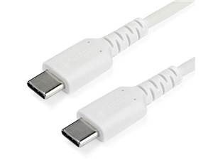 USB-C ケーブル/1m/USB 2.0/急速充電・データ転送/60W/アラミド繊維補強/オス・オス/ホワイト RUSB2CC1MW 商品画像1：123market