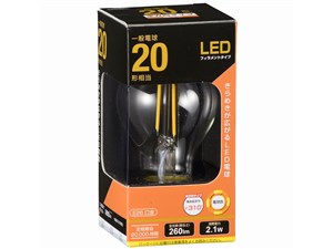 オーム電機 LEDフィラメントタイプ電球 クリア(20形相当/260lm/電球色/E26/全･･･